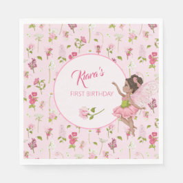 Watercolor Flower Fairy Girl Birthday スタンダードランチョンナプキン