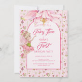 Watercolor Flower Fairy Girl Birthday 招待状 (正面)