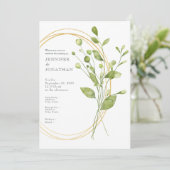 Watercolor Flower Floral Green Wedding Invitation 招待状 (スタンド正面)