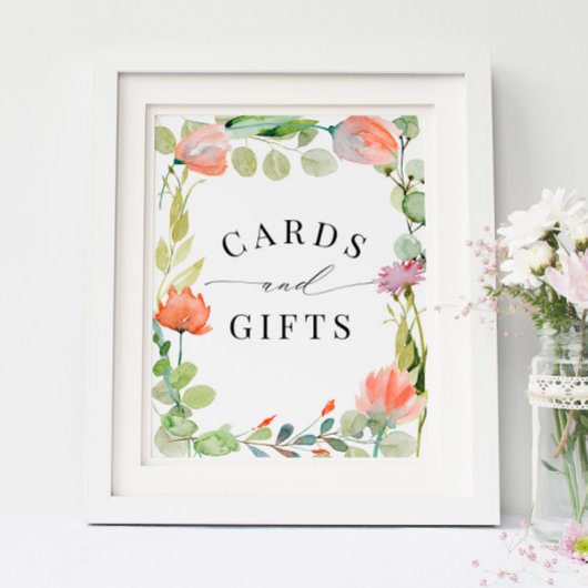 Watercolor Flower Garden Shower Cards and Gifts ポスター