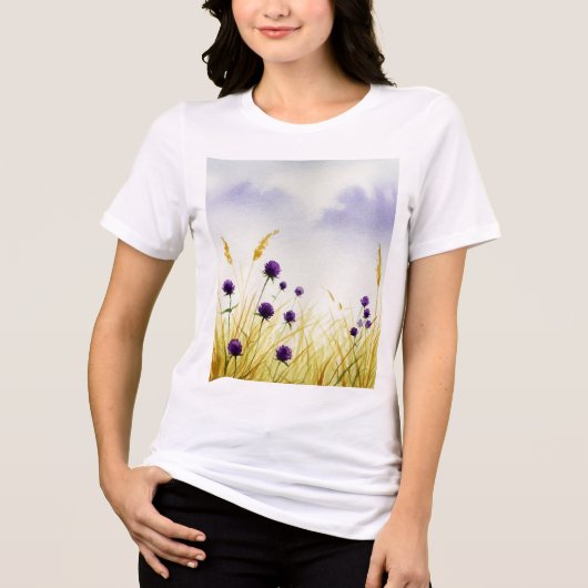 Watercolor flower illustration トライブレンドＴシャツ (正面)