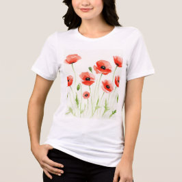 Watercolor flower illustration トライブレンドTシャツ