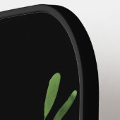 Watercolor Flower, Name & Monogram on Black ピックルボールラケット (左詳細)