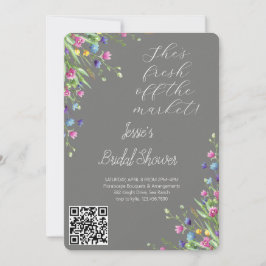 Watercolor Flower Pot Bridal Shower Garden Party 招待状