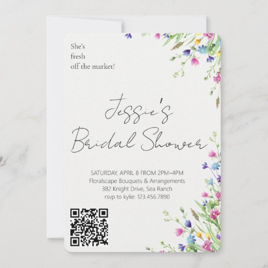 Watercolor Flower Pot Bridal Shower Garden Party 招待状 (正面)