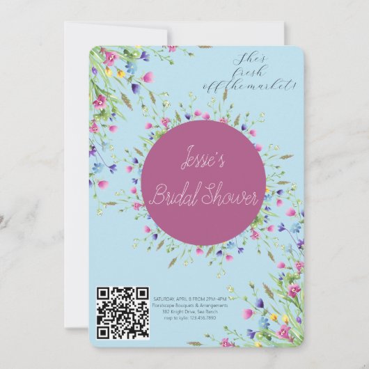 Watercolor Flower Pot Bridal Shower Garden Party 招待状 (正面)