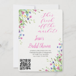 Watercolor Flower Pot Bridal Shower Garden Party 招待状