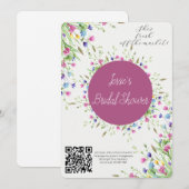 Watercolor Flower Pot Bridal Shower Garden Party 招待状 (正面/裏面)
