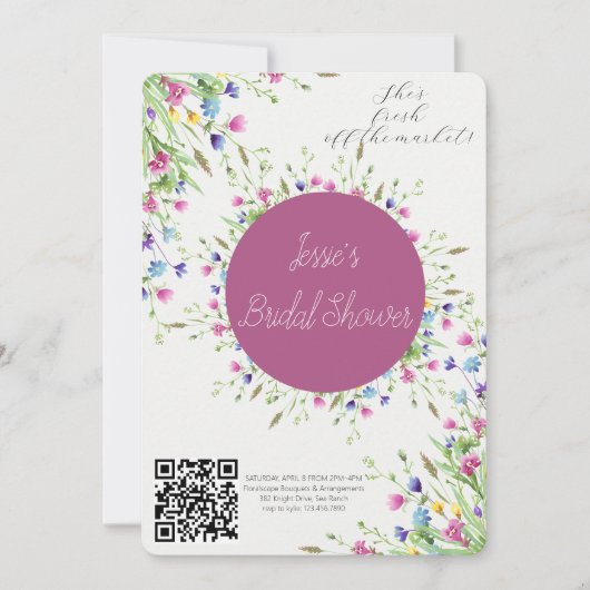 Watercolor Flower Pot Bridal Shower Garden Party 招待状 (正面)