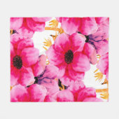 Watercolor flower seamless pattern background,beau フリースブランケット (正面(横))