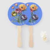 watercolor flowers ハンドファン (正面&裏面)