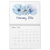 Watercolor Flowers 2026 Calendar | Elegant Floral カレンダー (2月 2027)