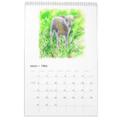 Watercolor flowers and animals Calendar カレンダー (3月 2026)