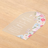 Watercolor Flowers Arch Wedding アクリル招待状 (レイダウン)