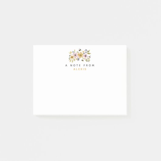 Watercolor Flowers & Bees Personalized ポストイット (正面)