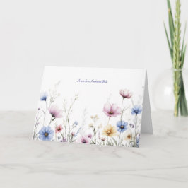 Watercolor Flowers Bottom Border Wildflowers カード