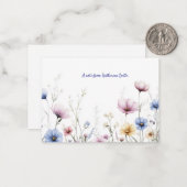 Watercolor Flowers Bottom Border Wildflowers ノートカード (正面/裏面インサイチュ)