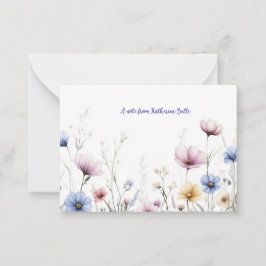Watercolor Flowers Bottom Border Wildflowers ノートカード
