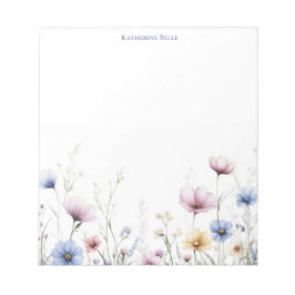 Watercolor Flowers Bottom Border Wildflowers ノートパッド