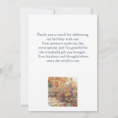 Watercolor Flowers Chrysanthemum  Birthday Party  サンキューカード (裏面)