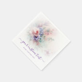 Watercolor Flowers Custom Calligraphy Script Text スタンダードカクテルナプキン (角)