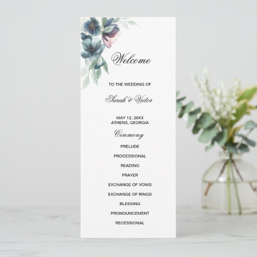 Watercolor flowers double side program card  プログラム (スタンド正面)