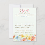 Watercolor Flowers Elegant Wedding RSVP (正面)
