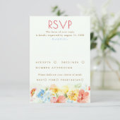 Watercolor Flowers Elegant Wedding RSVP (スタンド正面)