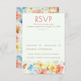 Watercolor Flowers Elegant Wedding RSVP