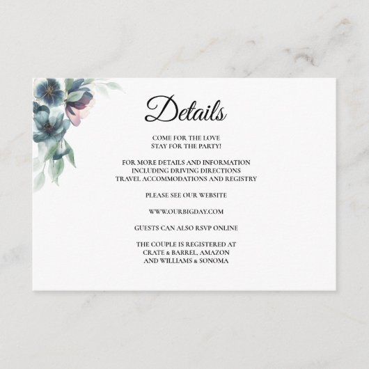 Watercolor flowers Enclosure Card Details エンクロージャーカード (正面)