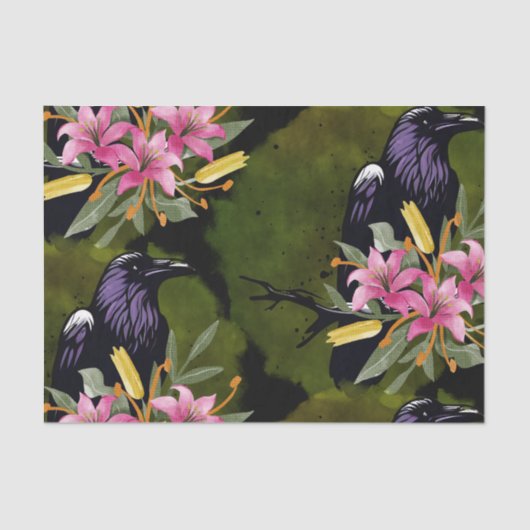 Watercolor Flowers Floral Raven Botanicals 薄葉紙 (正面)