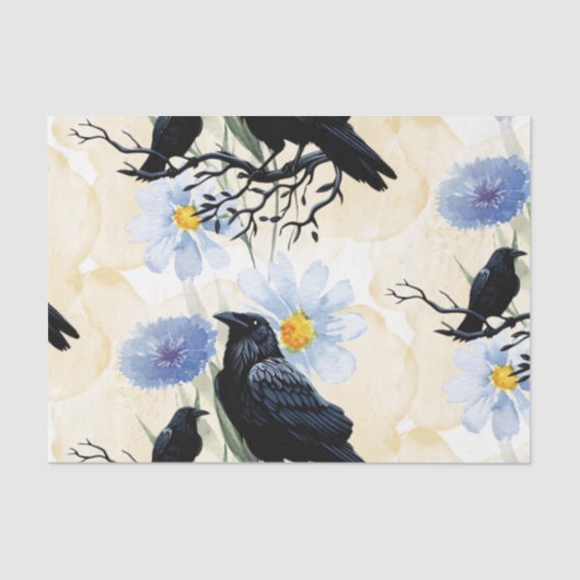 Watercolor Flowers Floral Raven Botanicals 薄葉紙 (正面)