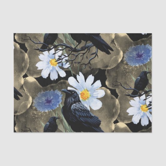 Watercolor Flowers Floral Raven Botanicals 薄葉紙 (正面)