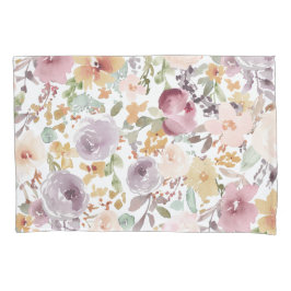 Watercolor flowers in pastel background Trendy 枕カバー