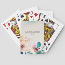 Watercolor flowers pastel colors custom name トランプ