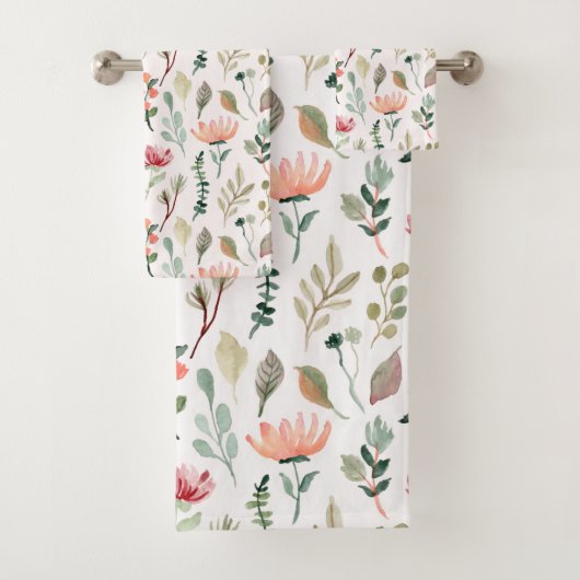 Watercolor Flowers Pattern バスタオルセット (インサイチュ)
