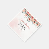 Watercolor Flowers Peach Color Boho Bridal Shower スタンダードカクテルナプキン (角)
