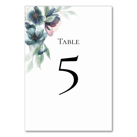 Watercolor flowers Table Number Card テーブルナンバー (正面)
