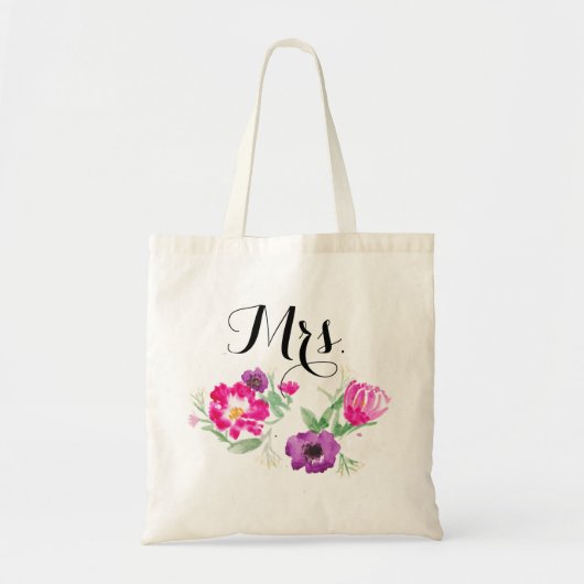 Watercolor Flowers Tote夫人 トートバッグ (正面)