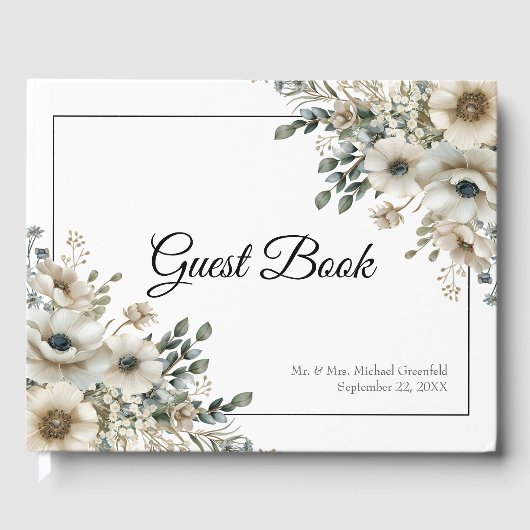 Watercolor Flowers Wedding ゲストブック (正面)