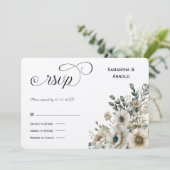 Watercolor Flowers Wedding RSVP 招待状 (スタンド正面)