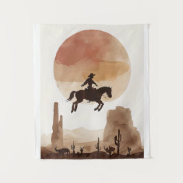 Watercolor Flying Cowboy タペストリー