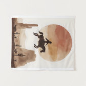 Watercolor Flying Cowboy タペストリー (正面(横))