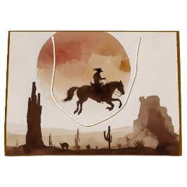 Watercolor Flying Cowboy ラージペーパーバッグ