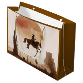 Watercolor Flying Cowboy ラージペーパーバッグ (正面アングル)