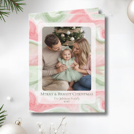 Watercolor Folded Holiday Photo Greeting Card カード