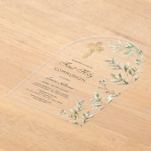 Watercolor Foliage Arch First Communion アクリル招待状 (レイダウン)