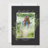 Watercolor Foliage Chalkboard Photo Graduation 案内状 (正面)