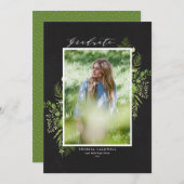Watercolor Foliage Chalkboard Photo Graduation 案内状 (正面/裏面)