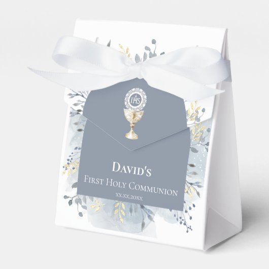 watercolor foliage First Holy Communion フェイバーボックス (正面サイド)